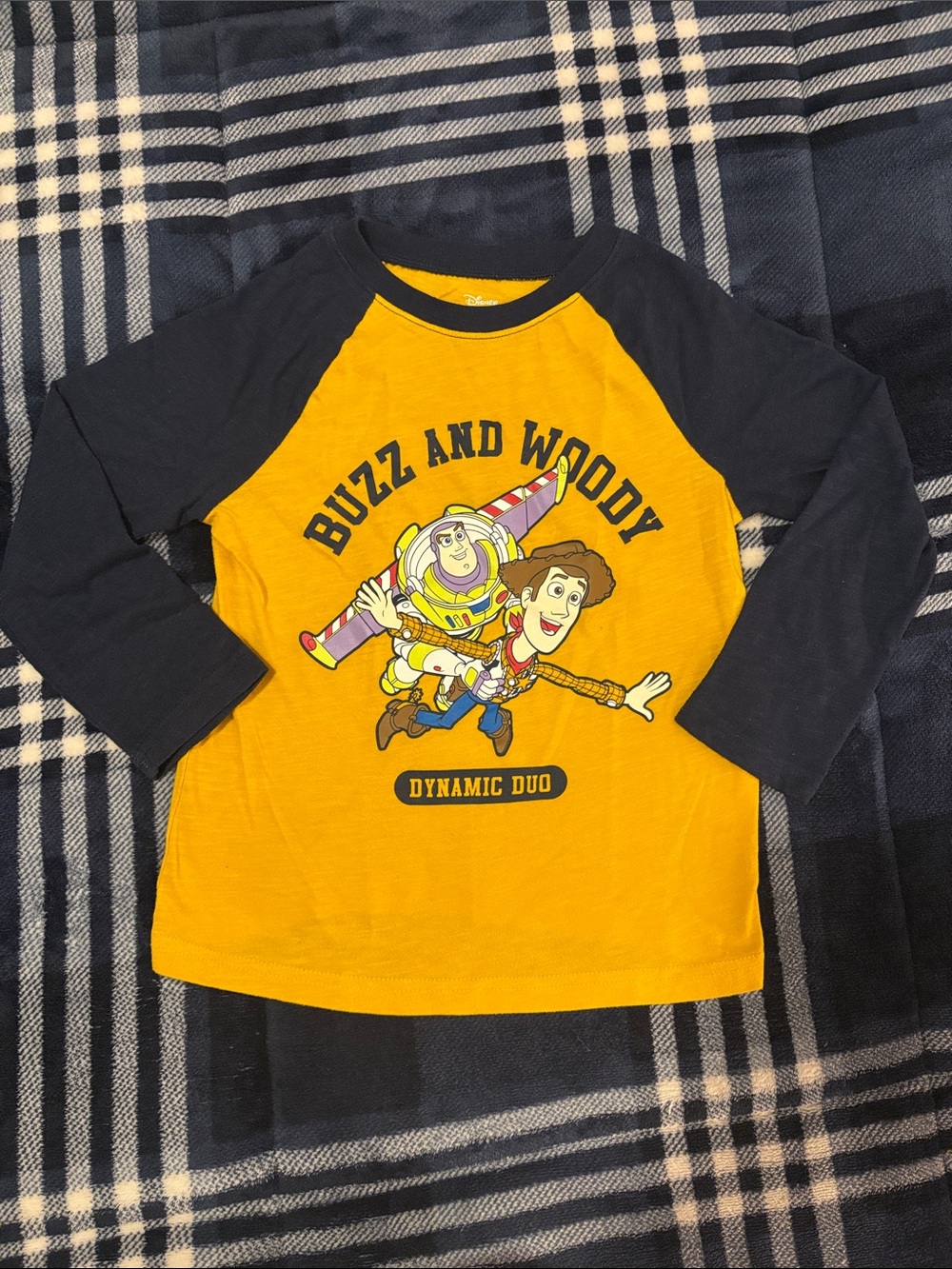 Jumping Beans Disney - Buzz and Woody Kids' Yellow & Navy Raglan Long Sleeve Tee